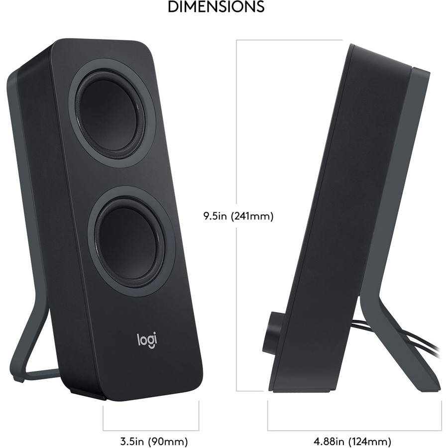 Logitech Z207 Bluetooth Speaker System - 5 W RMS - Black - 2 Pack - Multimedia Speakers - LOG980001294