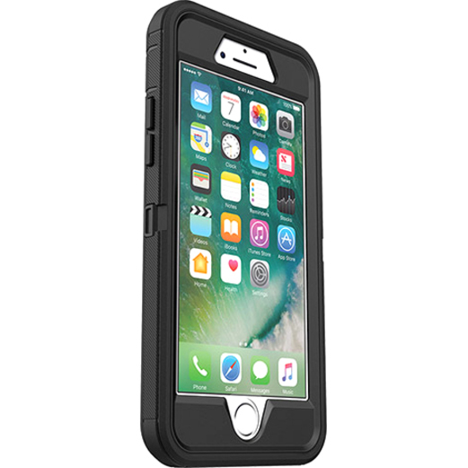 OtterBox Defender Carrying Case (Holster) Apple iPhone 8, iPhone 7 Smartphone - Black - Wear Resistant Interior, Drop Resistant Interior, Dust Resistant Port, Dirt Resistant Port, Bump Resistant Interior, Tear Resistant Interior, Impact Absorbing Interior - Carrying Cases - OBX7756603