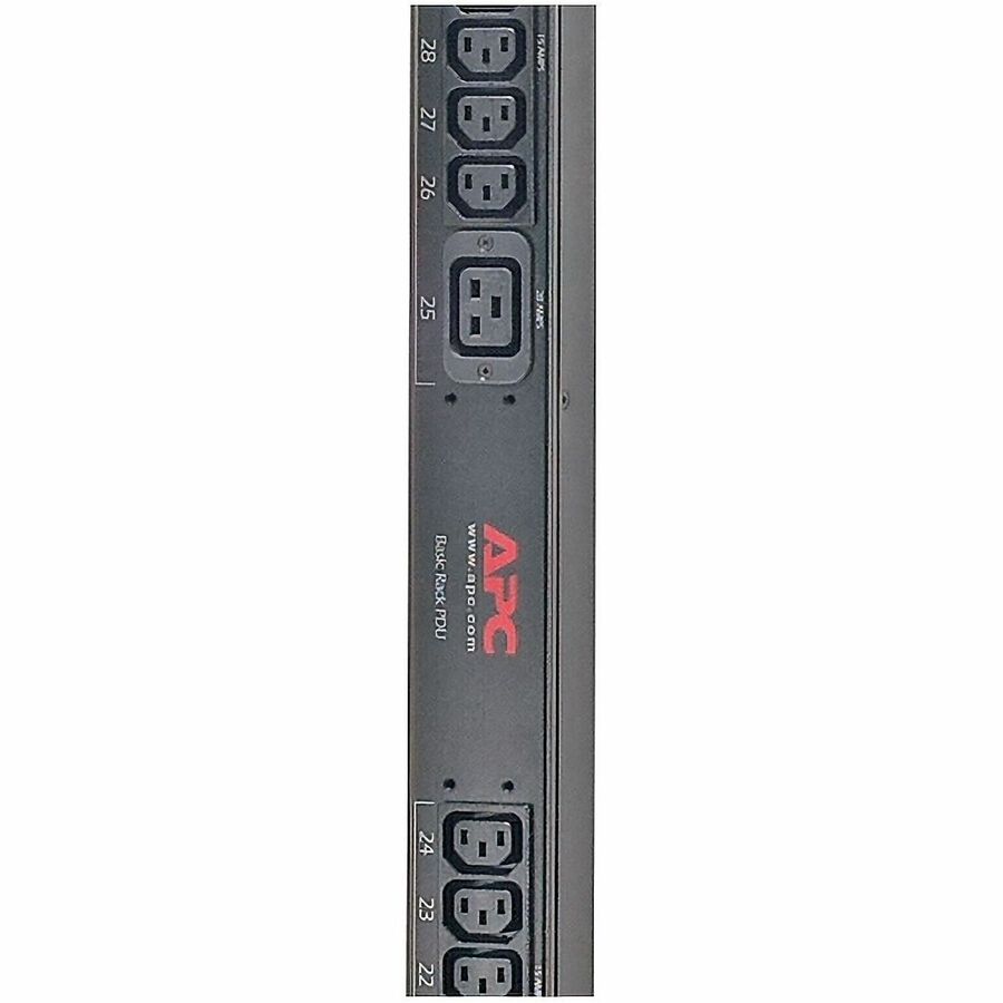 APC NetShelter Basic Rack PDU, Zero U, 12.5kW, 208V, 30 C13 and 6 C19 outlet, 3ft input Cord