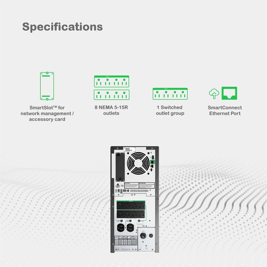 APC Smart-UPS, Line Interactive, 2200VA, Tower, 120V, 8x NEMA 5-15R+2x NEMA 5-20R outlets, SmartConnect Port+SmartSlot, AVR, LCD