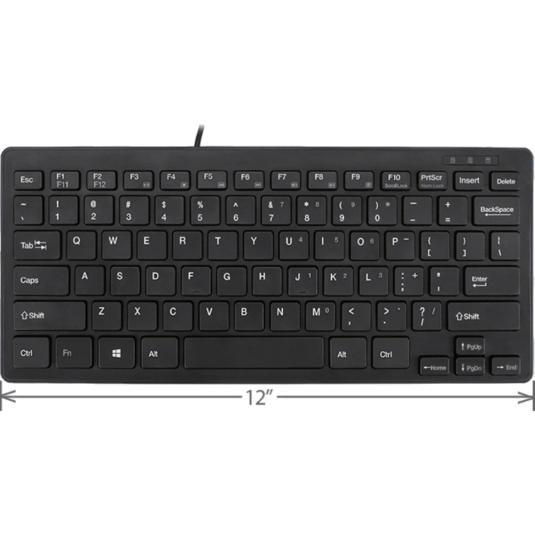 Adesso SlimTouch Mini Keyboard - Cable Connectivity - USB Interface - 78 Key - English (US) - QWERTY Layout - Desktop Computer, Notebook - Windows - Membrane Keyswitch - Black - Keyboards - ADEAKB111UB