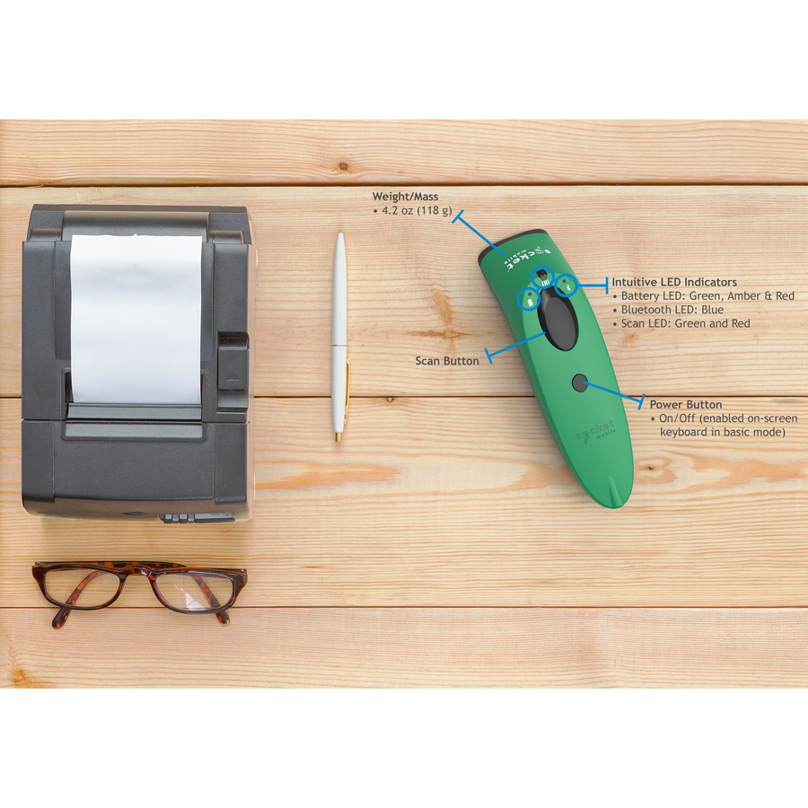 SocketScan&reg; S730, 1D Laser Barcode Scanner, Green - 50 Pack