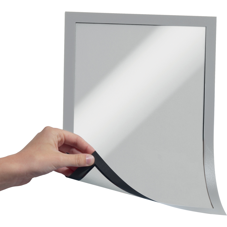 DURABLE DURAFRAME Document Frame - Holds 8.50" x 11" Insert - Rectangle - Surface - Horizontal, Vertical - Sturdy, Magnetic, Self-adhesive - 2 Pack - Silver = DBL477123