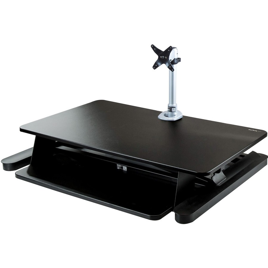 StarTech.com Sit-Stand Desk Converter with Monitor Arm - 35" Wide - Height Adjustable Standing Desk Solution - Arm for up to 30" Monitor - Transform your desk into a sit-stand workstation, with easy height adjustment and a single monitor mount (for up to 