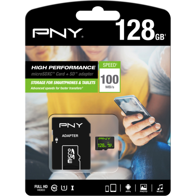 PNY High Performance 128 GB microSDXC - Class 10/UHS-I U1 - 100 MB/s ...
