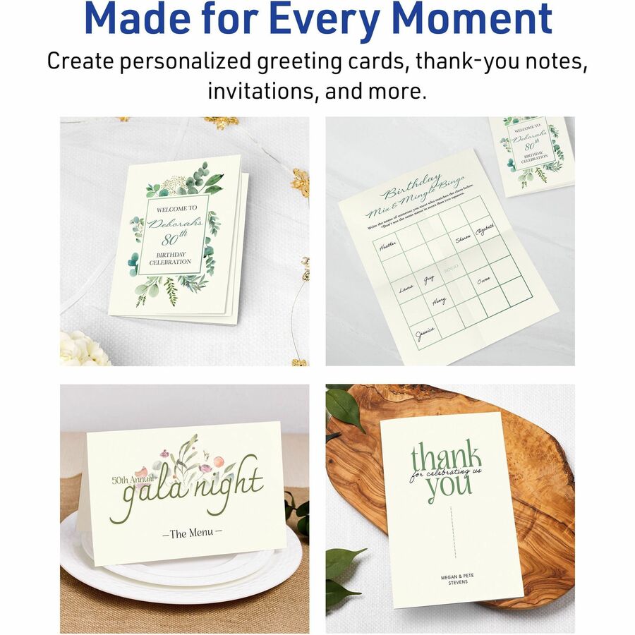 Avery&reg; Note Cards, Matte Ivory, Two-Sided Printing, 4-1/4" x 5-1/2" , 60 Cards (8317)