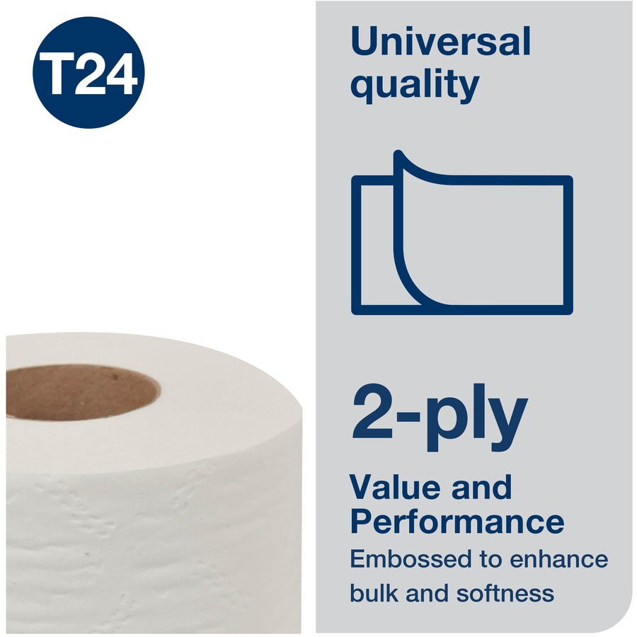 Tork Toilet Paper Roll White T24 - Tork Toilet Paper Roll White T24, Universal, 2-Ply, 96 x 500 sheets, TM1616S