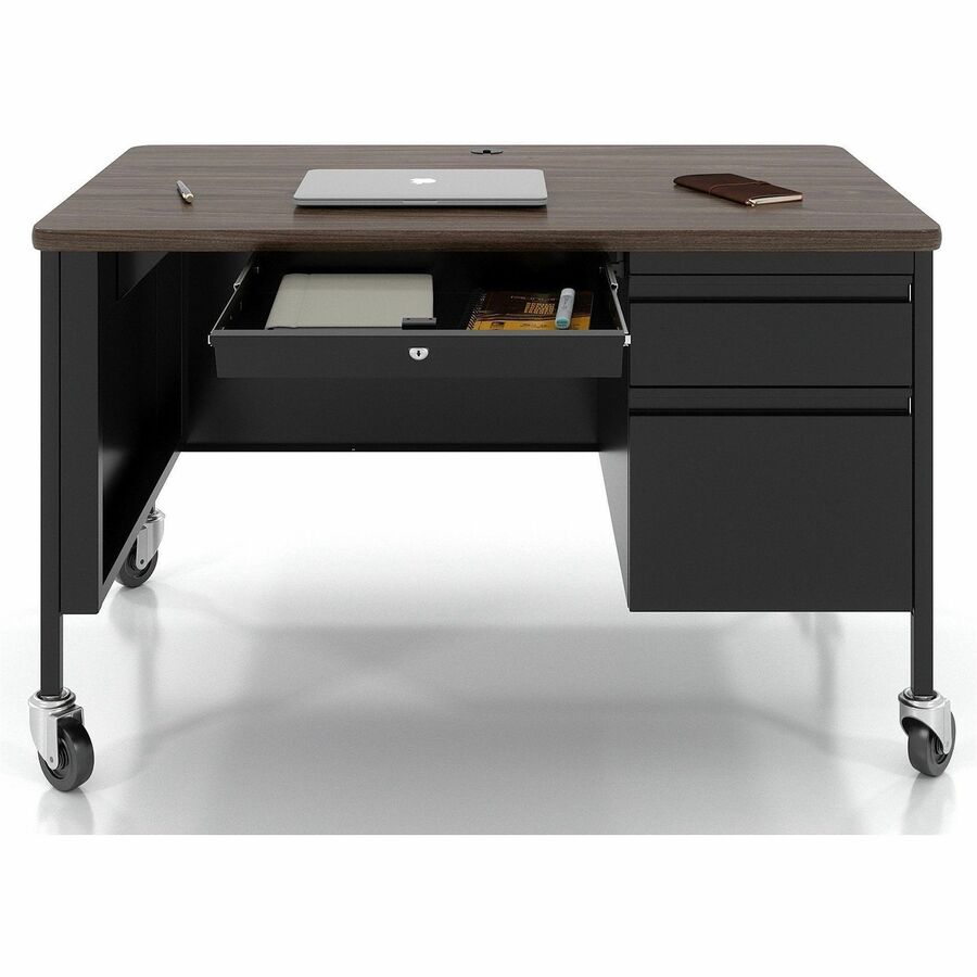 Lorell Fortress Series 48" Mobile Right-Pedestal Teachers Desk