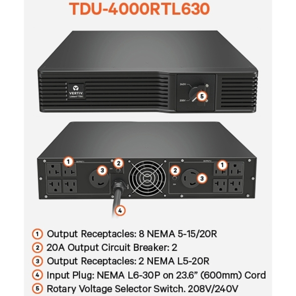 Vertiv Liebert TDU - 4000VA/4000W 120VAC|Step Down Transformer/Voltage Converter