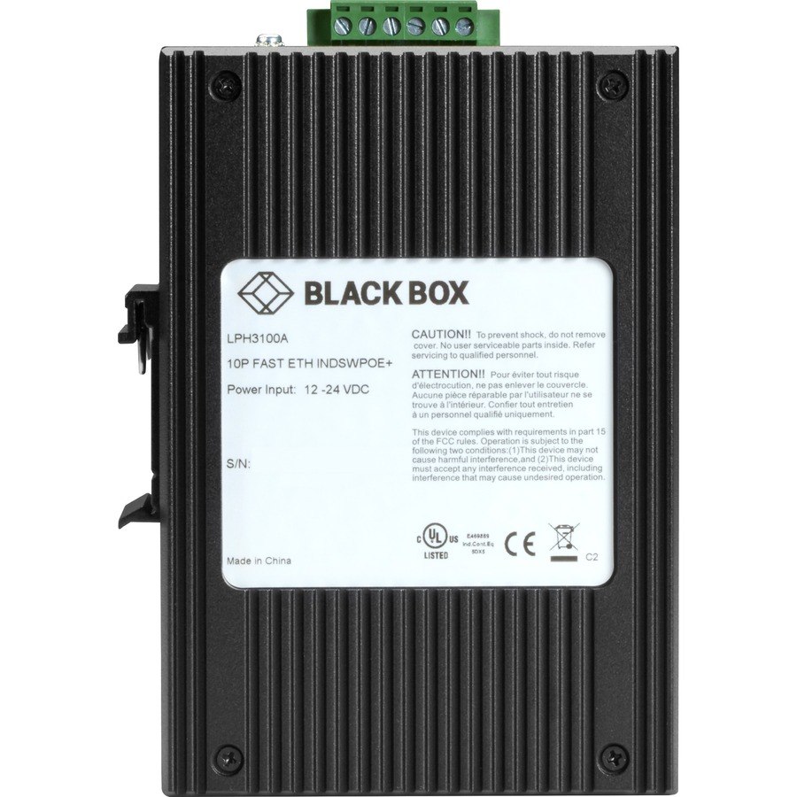 Black Box Industrial (8) 10/100/1000 PoE + (2) Gigabit Ethernet Switch