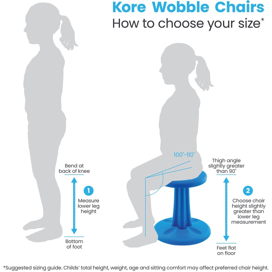 Kore Pre-School Wobble Chair, Blue (12") - Blue High-density Polyethylene (HDPE) Plastic Seat - Circle Base - 1 Each - Active Seating - KRD10122
