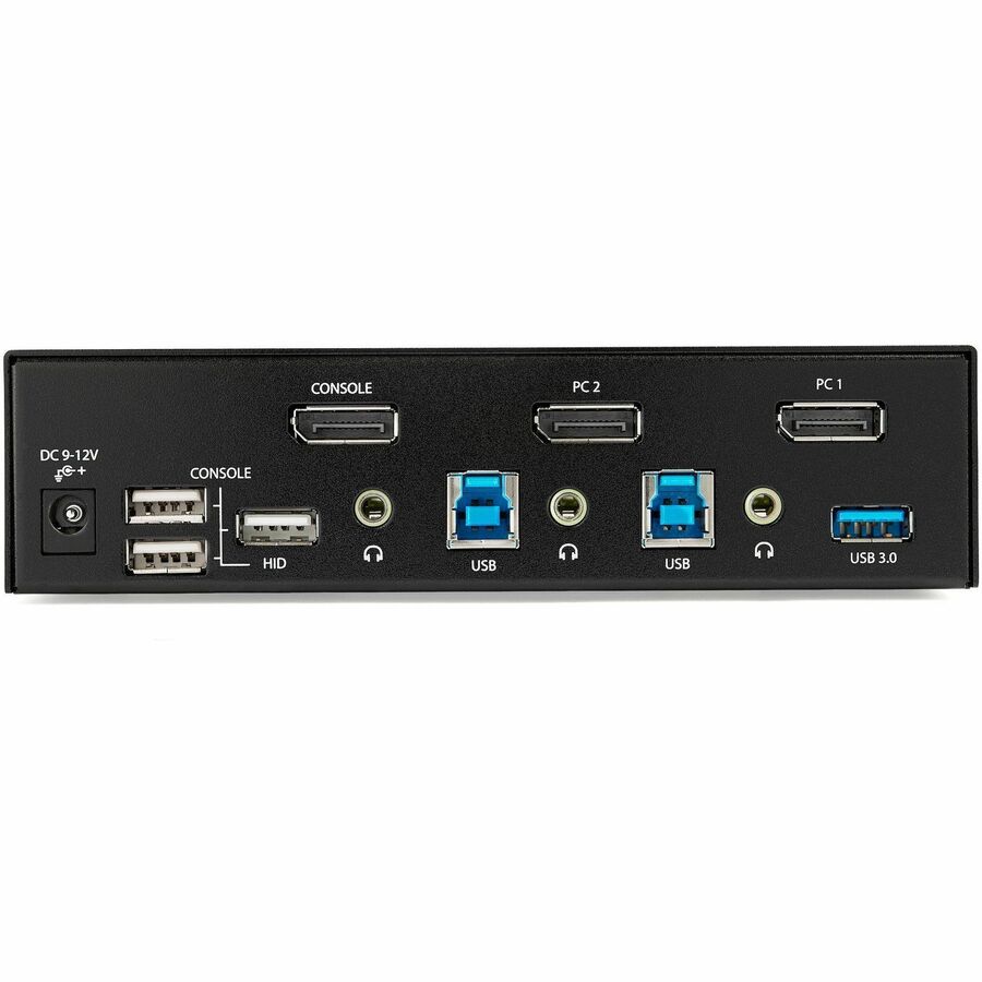 StarTech 2 Port DisplayPort KVM Switch - 4K 60Hz - Single Display - UHD DP 1.2 USB KVM Switch with USB 3.0 Hub & Audio - TAA Compliant