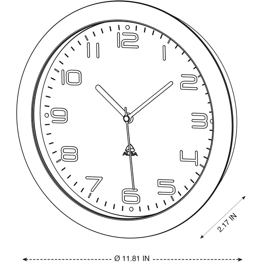 Alba Wall Clock - Analog - Quartz - White Main Dial - Green - Classic Style