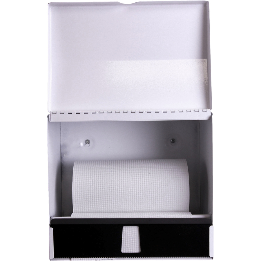 Frost Universal Paper Towel Dispenser - Singlefold, Roll - Steel - White - Durable, Long Lasting, Hinged Door - 1 Each = FPL101