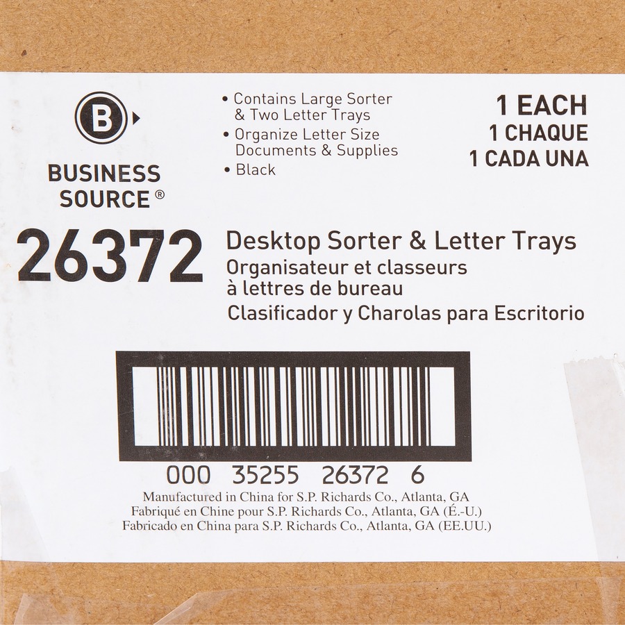 Business Source Smart Sorter Letter Tray/Organizer - 9 Compartment(s) - 14" Height x 13.1" Width x 9.9" DepthDesktop - Black - 1 Each