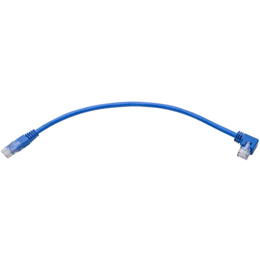 Eaton Tripp Lite Series Left-Angle Cat6 Gigabit Molded UTP Ethernet Cable (RJ45 Left-Angle M to RJ45 M), Blue, 1 ft. (0.31 m)