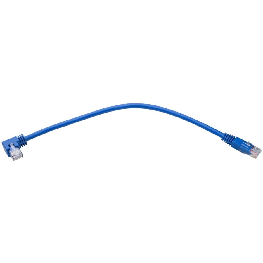 Eaton Tripp Lite Series Right-Angle Cat6 Gigabit Molded UTP Ethernet Cable (RJ45 Right-Angle M to RJ45 M), Blue, 1 ft. (0.31 m)