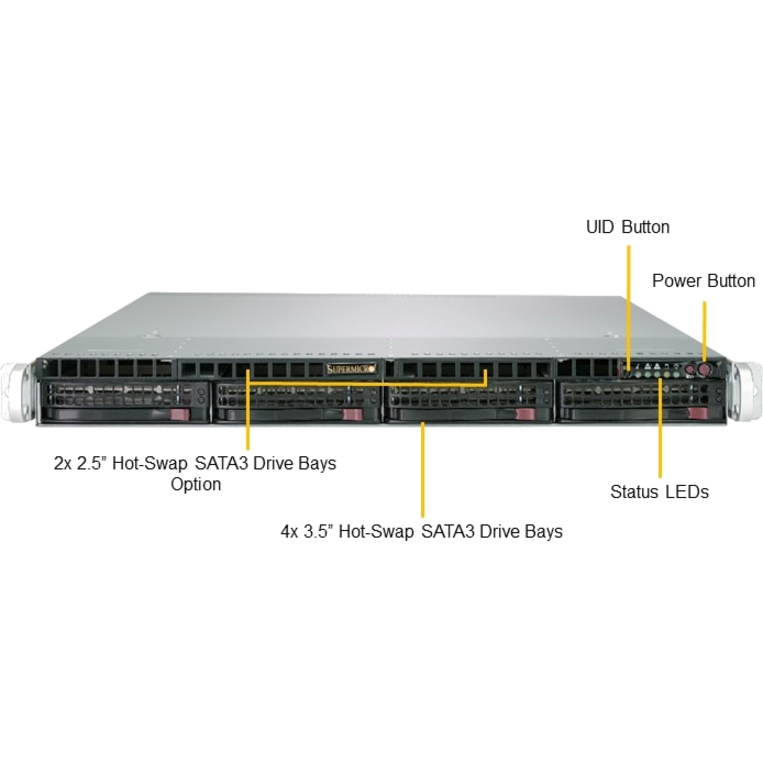 Supermicro SuperServer 5019C-WR Barebone System - 1U Rack-mountable - Socket H4 LGA-1151 - 1 x Processor Support