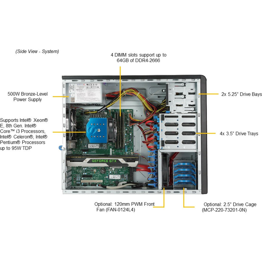 Supermicro SuperWorkstation 5039C-T Barebone System - Mid-tower - Socket H4 LGA-1151 - 1 x Processor Support