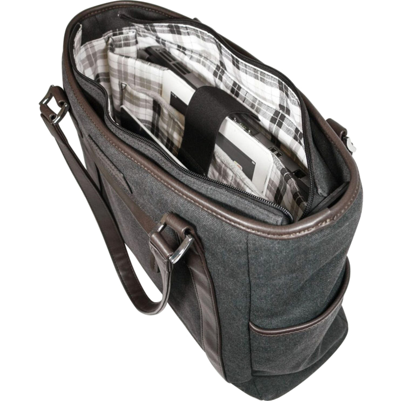 Urban Laptop Tote - Charcoal w/Brown Trim. - Urban Laptop Tote - Charcoal w/Brown Trim.