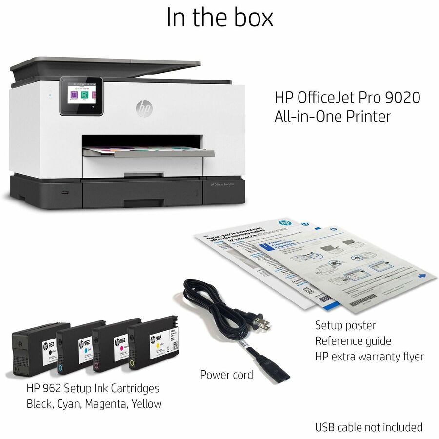 HP Officejet Pro 9020 Wireless Inkjet Multifunction Printer - Color - Copier/Fax/Printer/Scanner - 39 ppm Mono/39 ppm Color Print - 4800 x 1200 dpi Print - Automatic Duplex Print - Upto 30000 Pages Monthly - 500 sheets Input - Color Scanner - 1200 dpi Opt - Multifunction/All-in-One Machines - HEW1MR78A