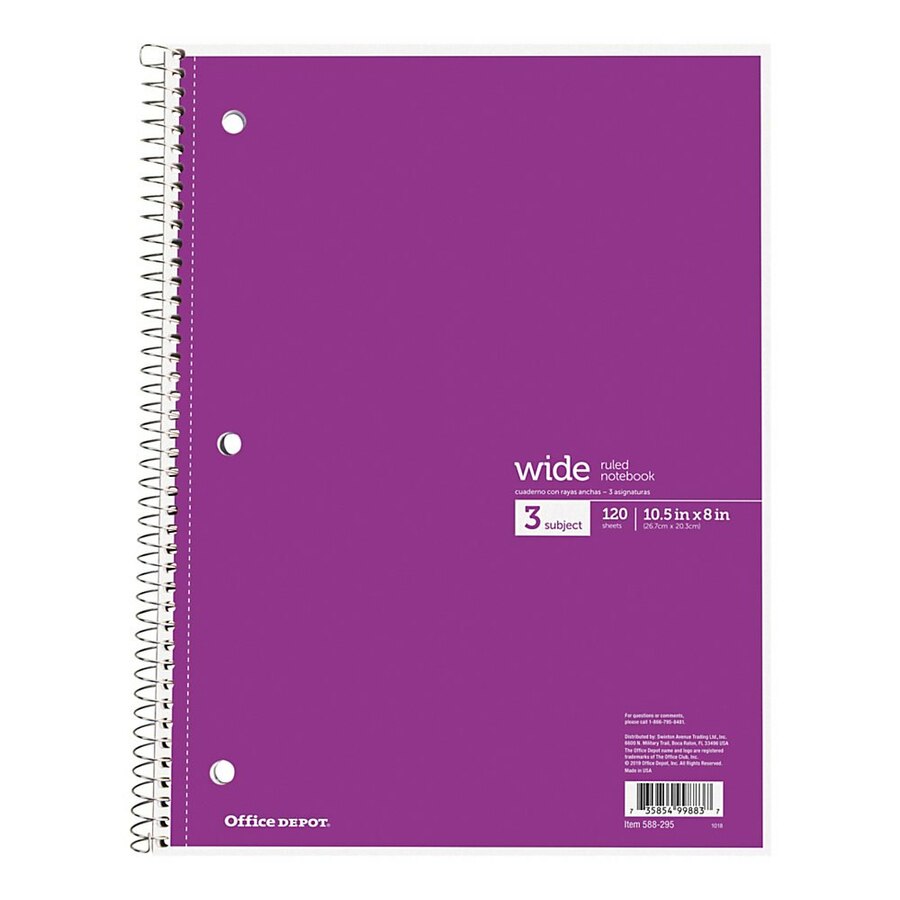 Office Depot Wirebound Notebook, 3Hole Punched, 8 1/2" x 10 1/2", 3