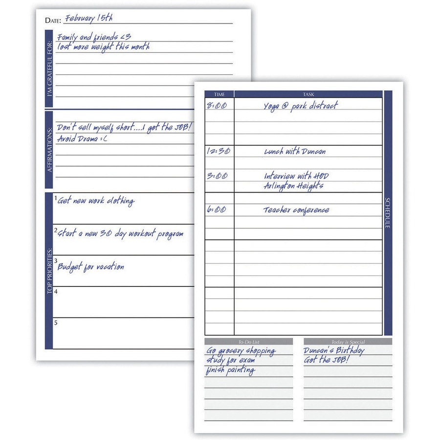 House of Doolittle Non-dated Productivity Planner - Monthly, Weekly - 12 Month - 1 Month, 1 Day, 1 Week Double Page Layout - Blue Sheet - Gray - Suede - Gray Cover - 9.3" Height x 6.3" Width - Embossed, Pocket, Daily Schedule, Task List, To-do List, Ribbo