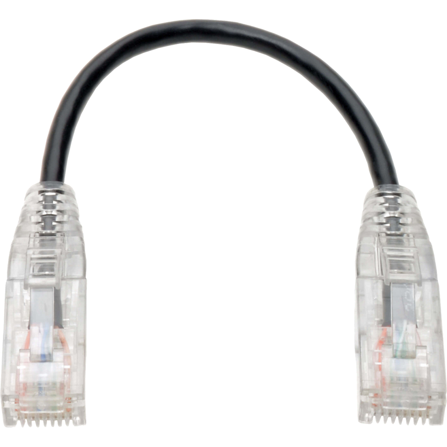 Eaton Tripp Lite Series Cat6 Gigabit Snagless Slim UTP Ethernet Cable (RJ45 M/M), PoE, Black, 8-in. (20.32 cm)