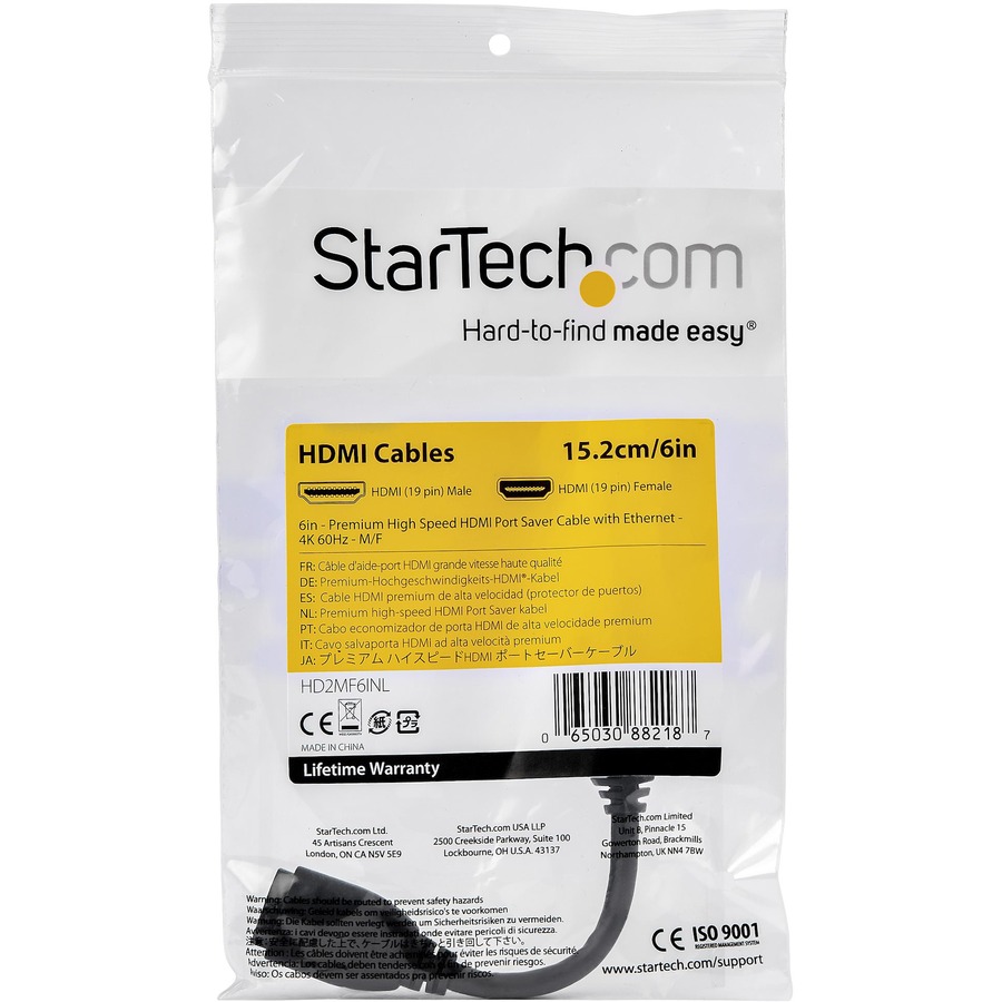 StarTech.com 1m (3ft) HDMI Cable with Locking Screw, 4K 60Hz HDR