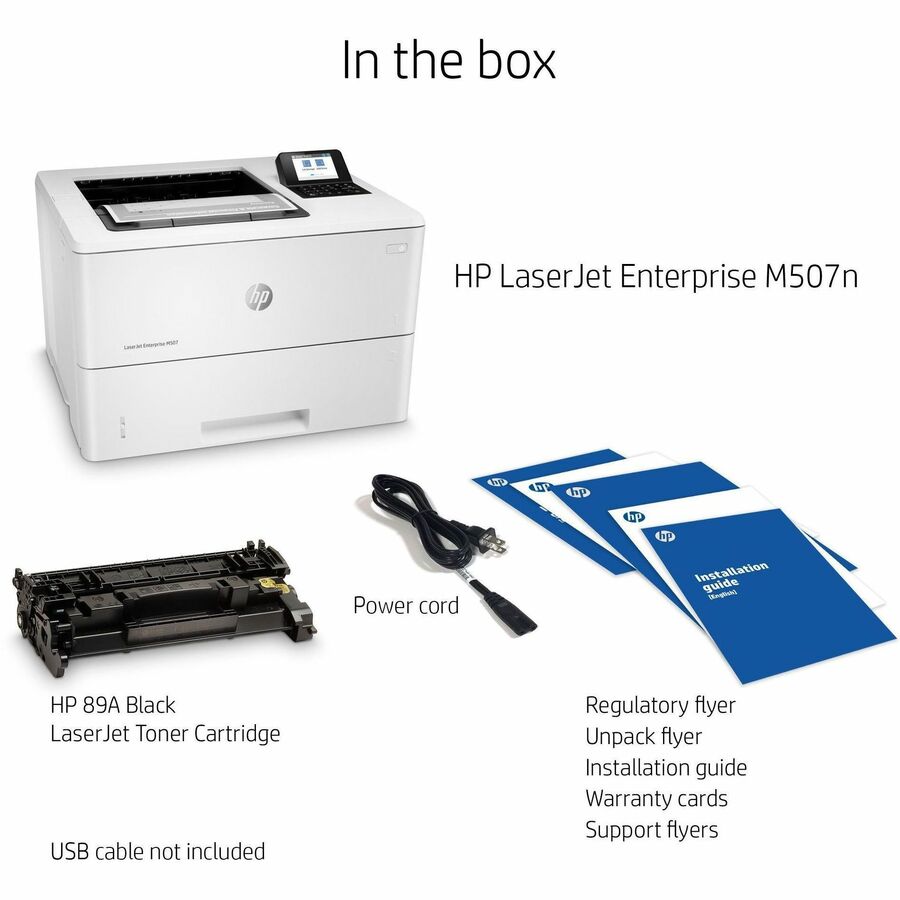 HP LaserJet Enterprise M507 M507n Desktop Laser Printer - Monochrome - 45 ppm Mono - 1200 x 1200 dpi Print - Manual Duplex Print - 650 Sheets Input - Ethernet - 150000 Pages Duty Cycle - Plain Paper Print - Gigabit Ethernet - USB