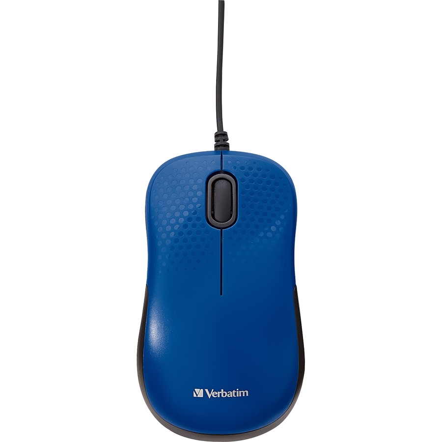 Verbatim Silent Corded Optical Mouse - Blue - Optical - Cable - Blue - USB - Scroll Wheel - 3 Button(s) = VER70233