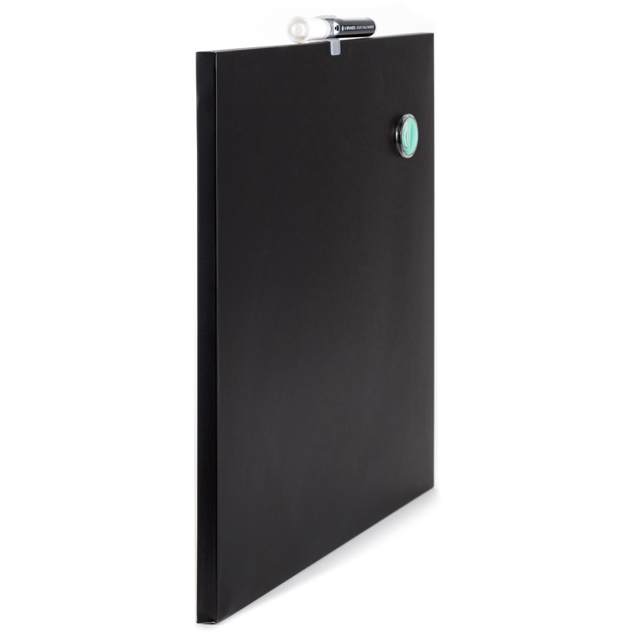 U Brands Magnetic Chalkboard - 14.67" Height x 14" Width - Black Painted Steel Surface - Square - Horizontal - 1 Each