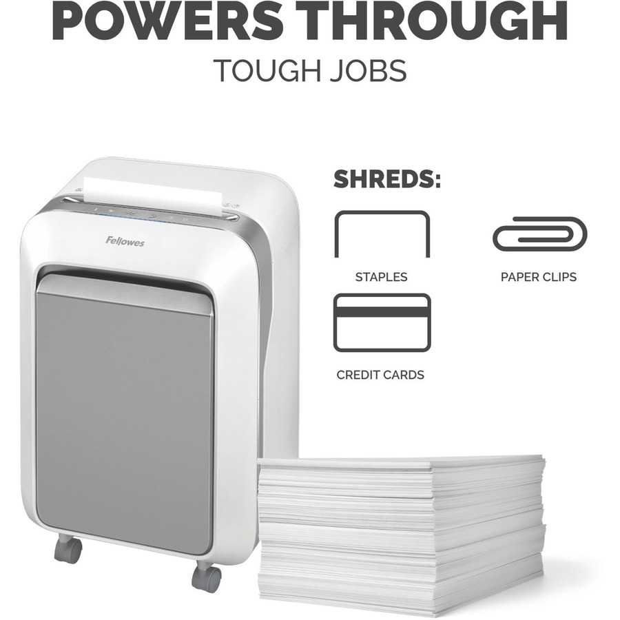 Fellowes Powershred LX210 Micro Cut Shredder - Micro Cut - 16 Per Pass - for shredding Paper, Credit Card, Paper Clip, Staples, Junk Mail - 0.2" x 0.5" Shred Size - P-4 - 2.13 m/min - 9" Throat - 20 Minute Run Time - 22.71 L Wastebin Capacity - White = FEL5015301
