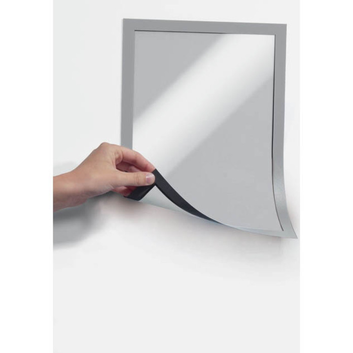 DURABLE DURAFRAME Magnetic Frame - 2 Pack - 5.50" Holding Width x 8.50" Holding Height - Magnetic, Anti-glare, Four Sided, Sturdy - Plastic - Silver