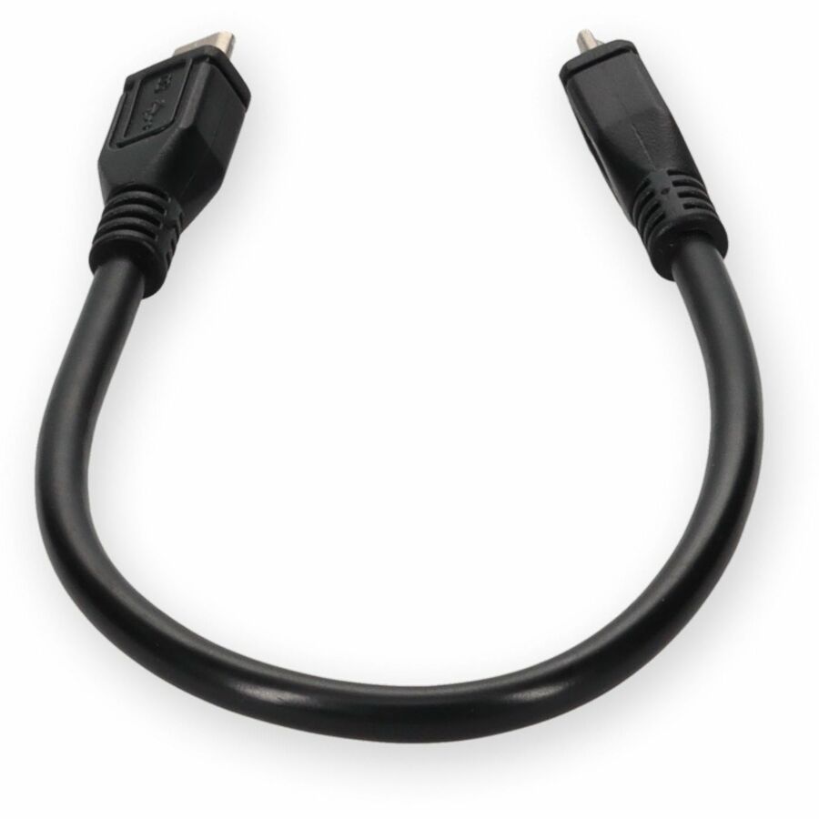Black 1 ft Micro-USB 2.0 male to USB 2.0 female on-the-go cable — alternate view 3