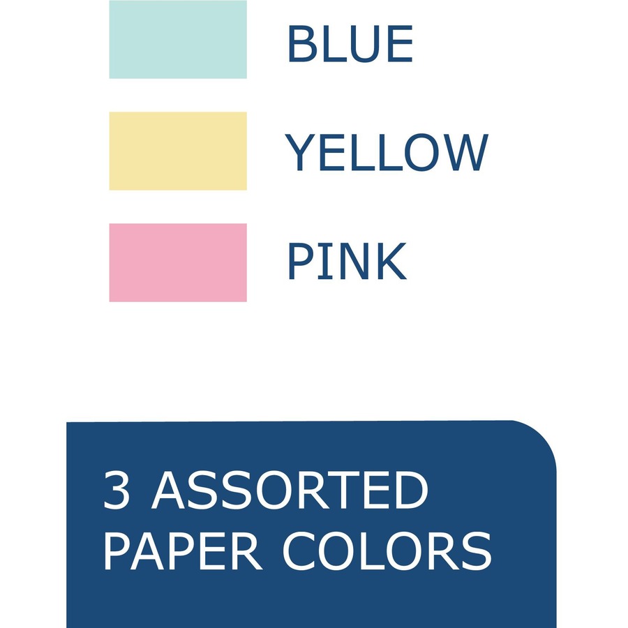 Roaring Spring Colored Index Cards - 100 Sheets - 200 Pages - Printed - Both Side Ruling Surface - 43 lb Basis Weight - 160 g/m² Grammage - 5" x 3" - 0.75" x 5" x 3" - Blue, Pink, Green, Canary Paper - 36 / Carton