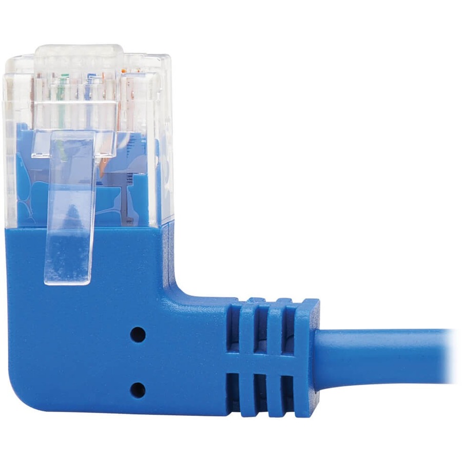 Tripp Lite by Eaton Left-Angle Cat6 Gigabit Molded Slim UTP Ethernet Cable (RJ45 Left-Angle M to RJ45 M) Blue 7 ft. (2.13 m)