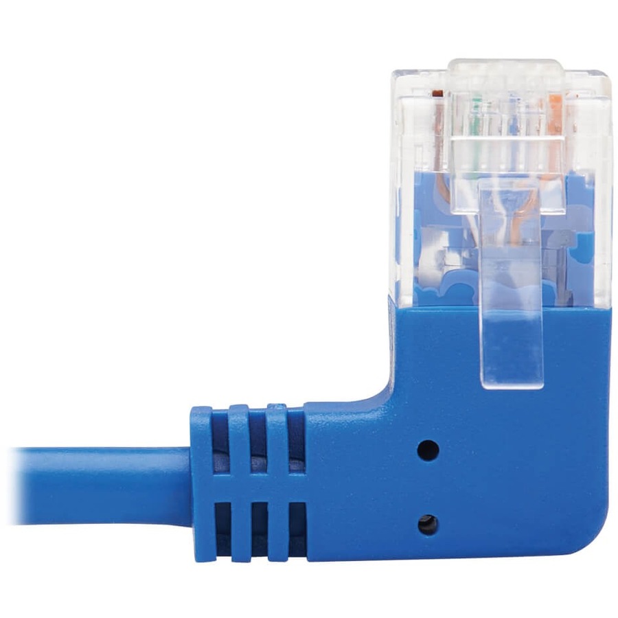 Eaton Tripp Lite Series Right-Angle Cat6 Gigabit Molded Slim UTP Ethernet Cable (RJ45 Right-Angle M to RJ45 M), Blue, 15 ft. (4.57 m)