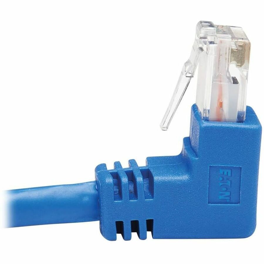 Eaton Tripp Lite Series Down-Angle Cat6 Gigabit Molded UTP Ethernet Cable (RJ45 Right-Angle Down M to RJ45 M), Blue, 20 ft. (6.09 m)