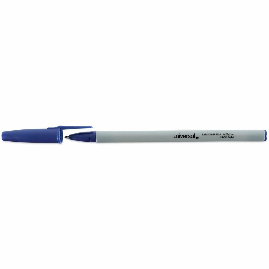 Universal Ballpoint Pen - 1 mm Medium Conical Pen Point - Blue Ink - Gray, Blue Barrel - 60 / Pack