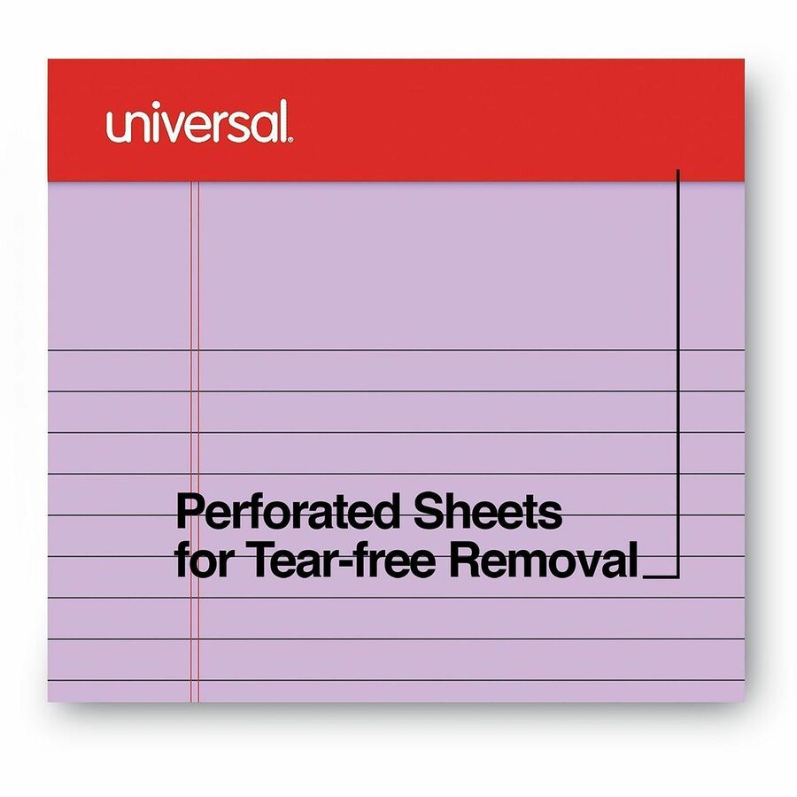 Universal Notepad - 1 Subject(s) - 50 Sheets - Tape Bound - Narrow Ruled Front Ruling - 16 lb Basis Weight - 8" Height x 5" Width - Orchid Paper - Chipboard Cover - 1 Dozen