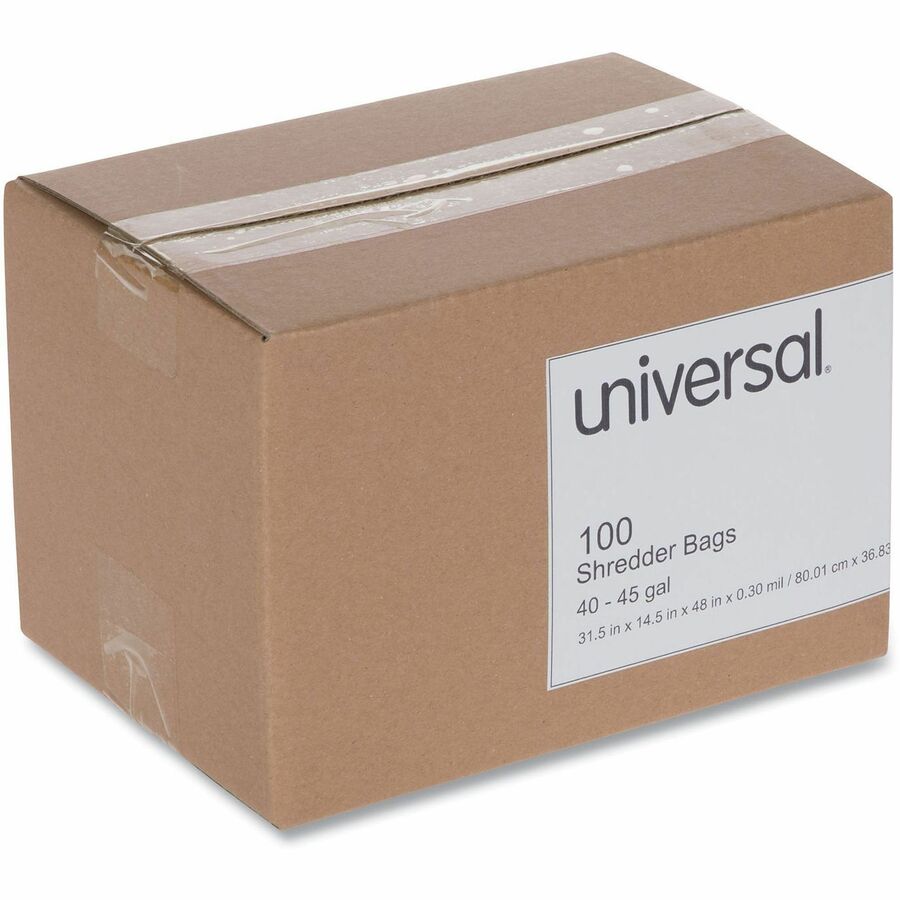 Universal Shredder Bag - 45 gal - 48" Height x 26" Width x 18" Depth - High-density Polyethylene (HDPE) Resin - Clear - 100 / Box