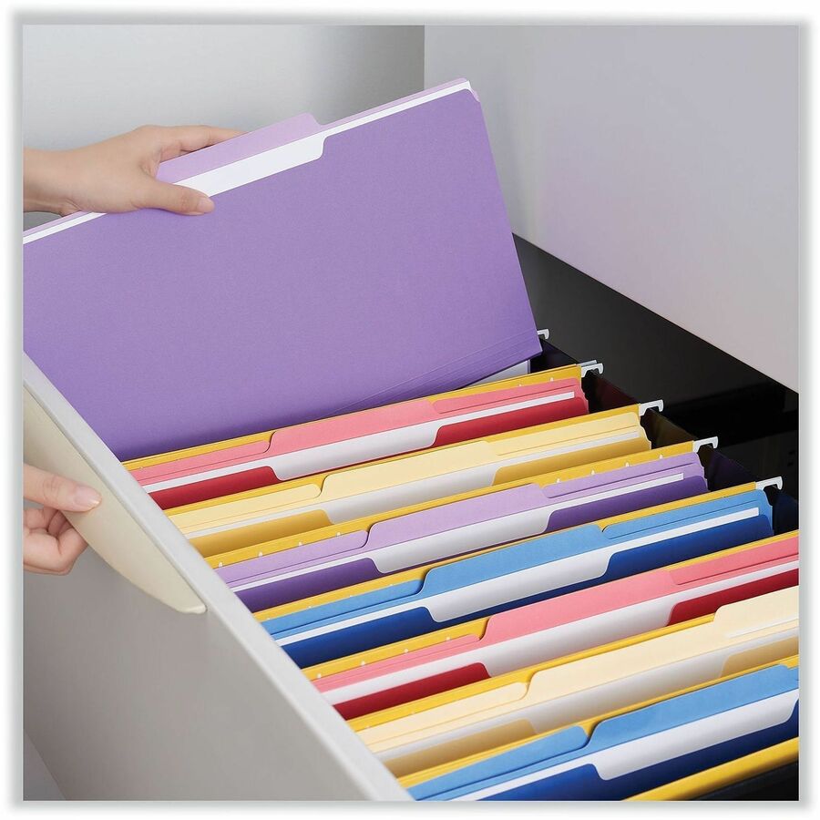 Universal 1/3 Tab Cut Legal Top Tab File Folder - 8 1/2" x 14" - Assorted Tab Position - 11 pt. - Stock - 100 Box