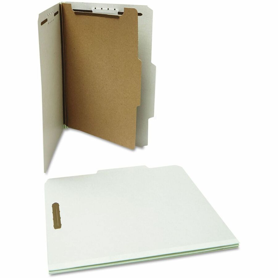 Universal 2/5 Tab Cut Letter Classification Folder - 8 1/2" x 11" - 2" Expansion - 4 Fastener(s) - 2" Fastener Capacity - Top Tab Location - Right of Center Tab Position - 1 Divider(s) - Gray - 10 Box