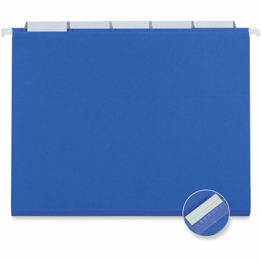 Universal 1/5 Tab Cut Letter Hanging Folder - 8 1/2" x 11" - Assorted Tab Position - 11 pt. - Stock - Blue - 25 Box