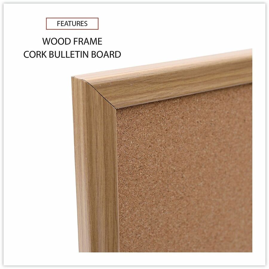 Universal Bulletin Board - 18" Board Height x 24" Board Width - Tan Natural Cork Surface - Self-healing, Corner, Durable - Oak Wood Frame - 1 / Each