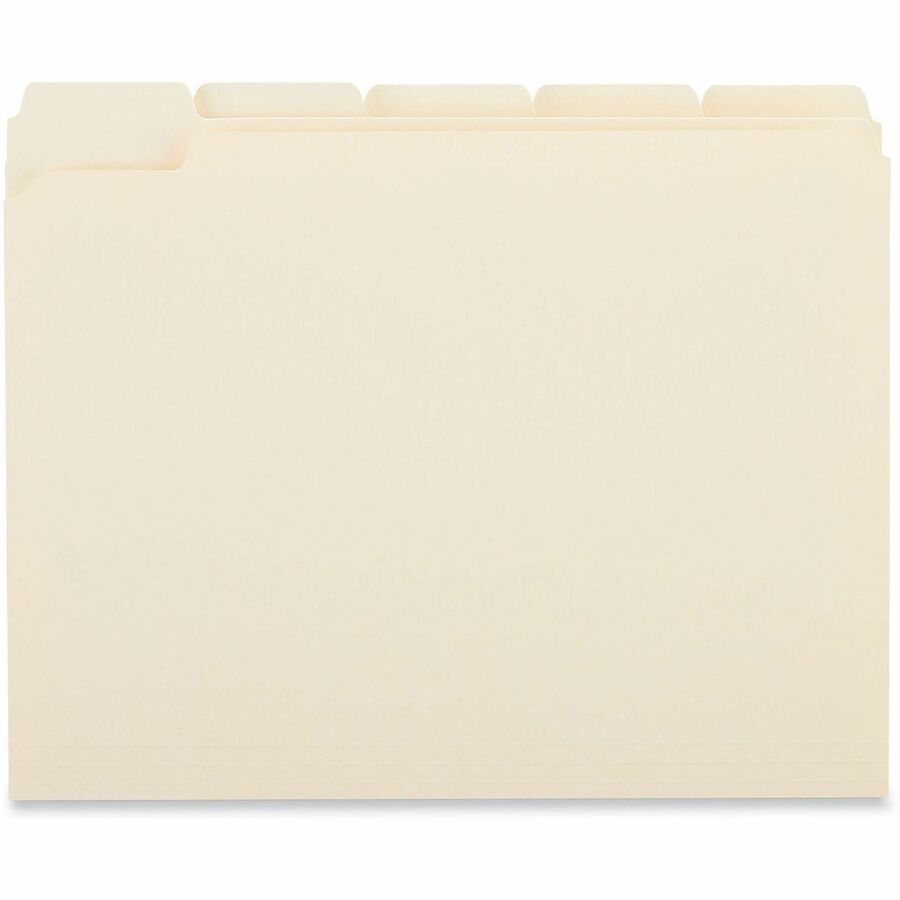 Universal 1/5 Tab Cut Letter Top Tab File Folder - 8 1/2" x 11" - 3/4" Expansion - Assorted Tab Position - 11 pt. - Manila - 100 Box