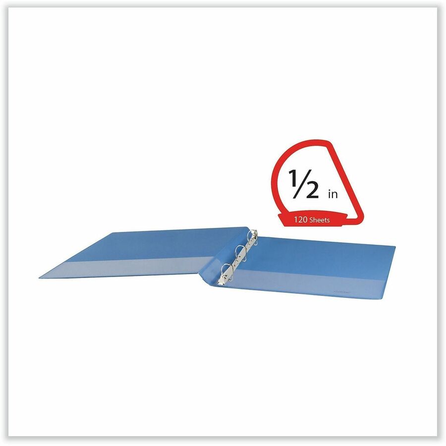 Universal Slant D-Ring View Binder, 3 Rings, 0.5" Capacity, 11 x 8.5, Light Blue - 1/2" Binder Capacity - Letter - 8 1/2" x 11" Sheet Size - 120 Sheet Capacity - 3 Ring(s) - Fastener(s): Ring - Pocket(s): 2, Inside Front & Back - Polypropylene - Light Blu
