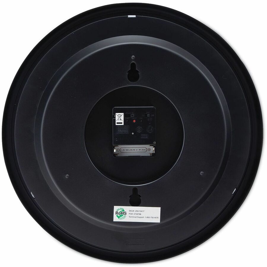 Universal Wall Clock - Analog - Atomic - White Main Dial - Black Case - Plastic