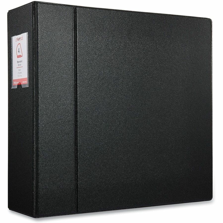 Universal Ring Binder - 4" Binder Capacity - Letter - 8 1/2" x 11" Sheet Size - 775 Sheet Capacity - 3 Ring(s) - Fastener(s): Ring - Pocket(s): 2, Inside Front & Back - Polypropylene - Black - Non-stick - 1 Each